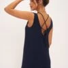 Mallorca Back Lace Up Rib Romper Navy Peony