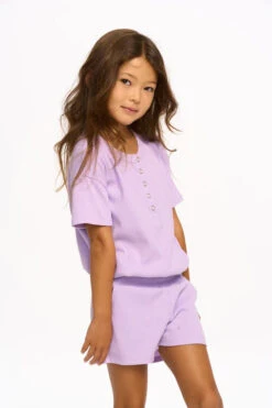 Vintage Rib Short Sleeve Romper Digital Lavender