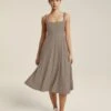 Beyond Yoga Featherweight At The Ready Square Neck Dress Birch Heather Oyster