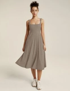 Beyond Yoga Featherweight At The Ready Square Neck Dress Birch Heather Oyster