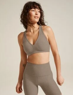 Beyond Yoga Spacedye Lift Your Spirits Bra Birch Heather Oyster