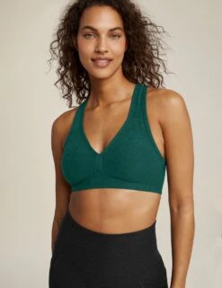 Beyond Yoga Spacedye Lift Your Spirits Bra Lunar Teal Heather