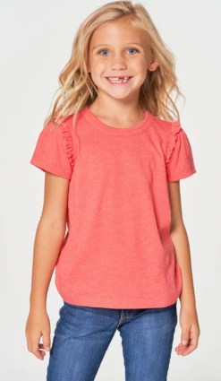 Jersey Ruffle Puff Sleeve Tee Pink Lemonade