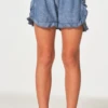 Girls Ruffle Dolphin Shorts Denim Mineral