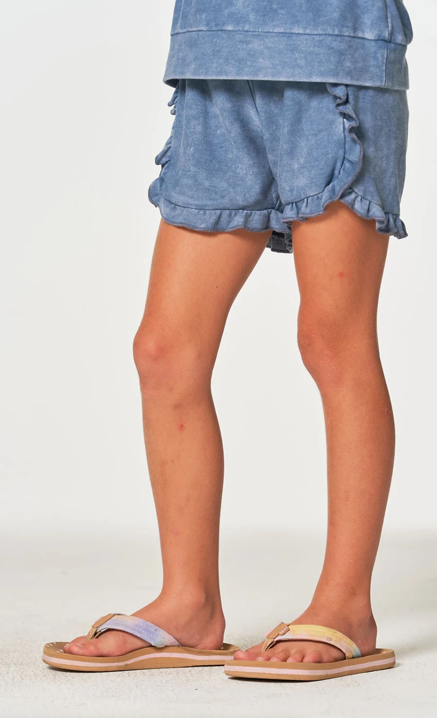 Girls Ruffle Dolphin Shorts Denim Mineral 2 Girls Ruffle Dolphin Shorts Denim Mineral - Image 2