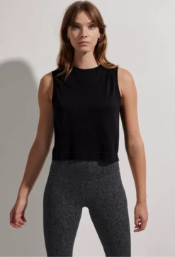 Varley Page Seamless Crop Tank Black