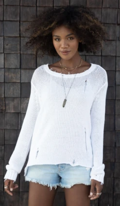 OLIVER DISTRESSED CREW BREAKER WHITE