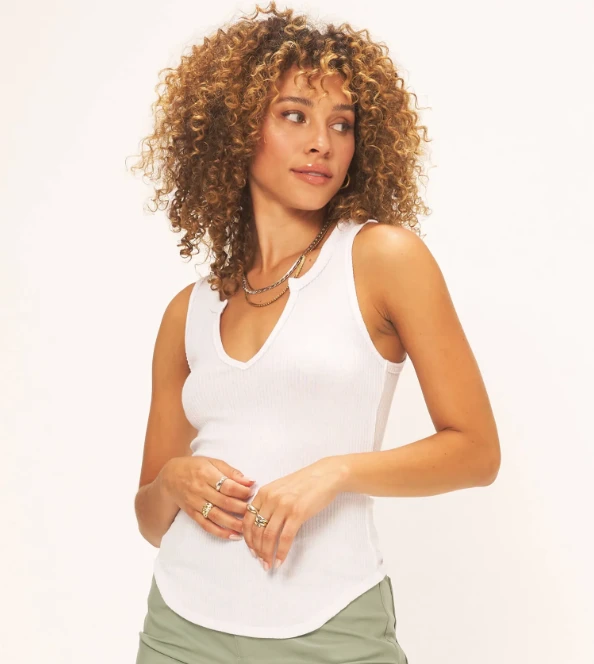 Madly Rib Notch Tank White
