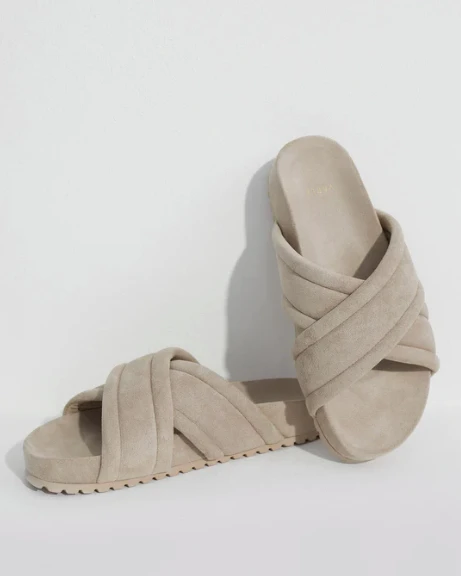 Varley Ronley Quilted Slides 2.0 Mink Stone 1 Varley Ronley Quilted Slides 2.0 Mink Stone