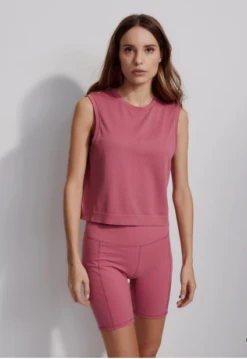 Varley Page Seamless Crop Tank Rose Wine