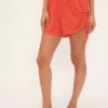 Runaway Terry Side Tie Short Summer Cherry