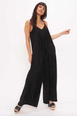 No Regrets Shirred Jumpsuit Black