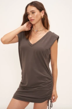 Twilight Double V Shirred Wash Dress Vintage Black