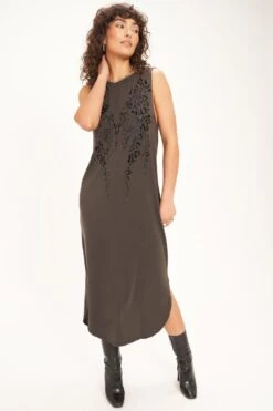 Leopard Print Tank Dress Charcoal